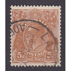 Australian    King George V    5d Brown   C of A WMK   Plate Variety 3R31..